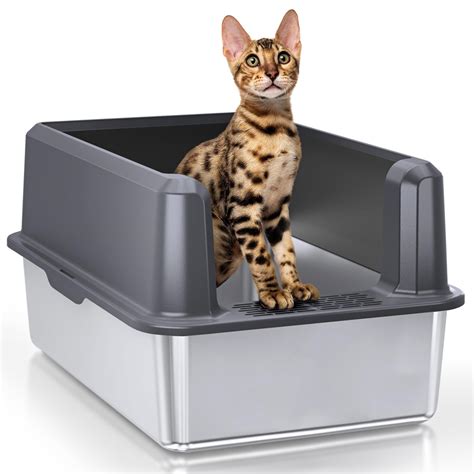 extra large stainless steel litter box with lid|stainless steel cat litter scoop.